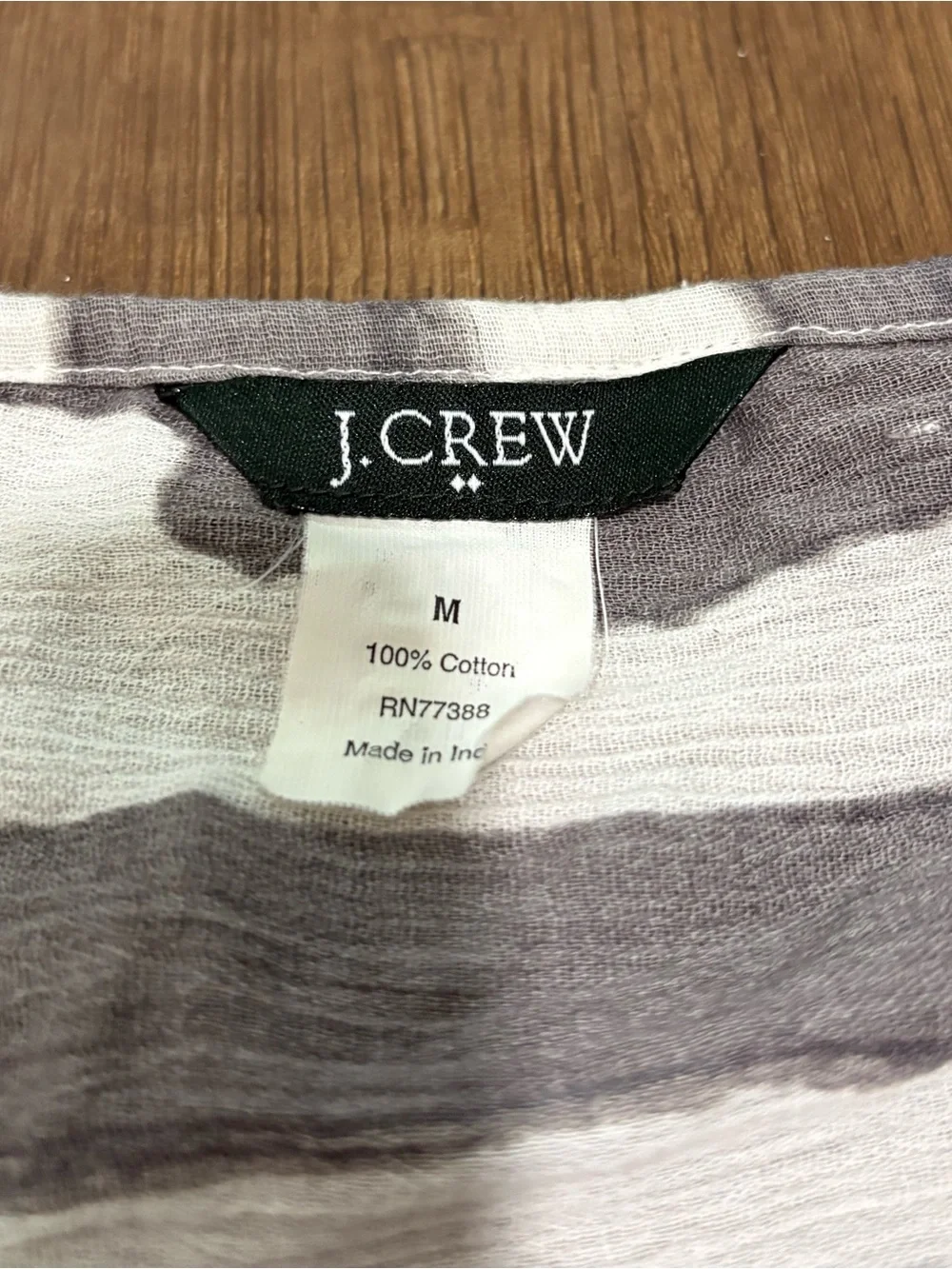 J.Crew Zebra Stripe Cotton V-Neck Top Medium